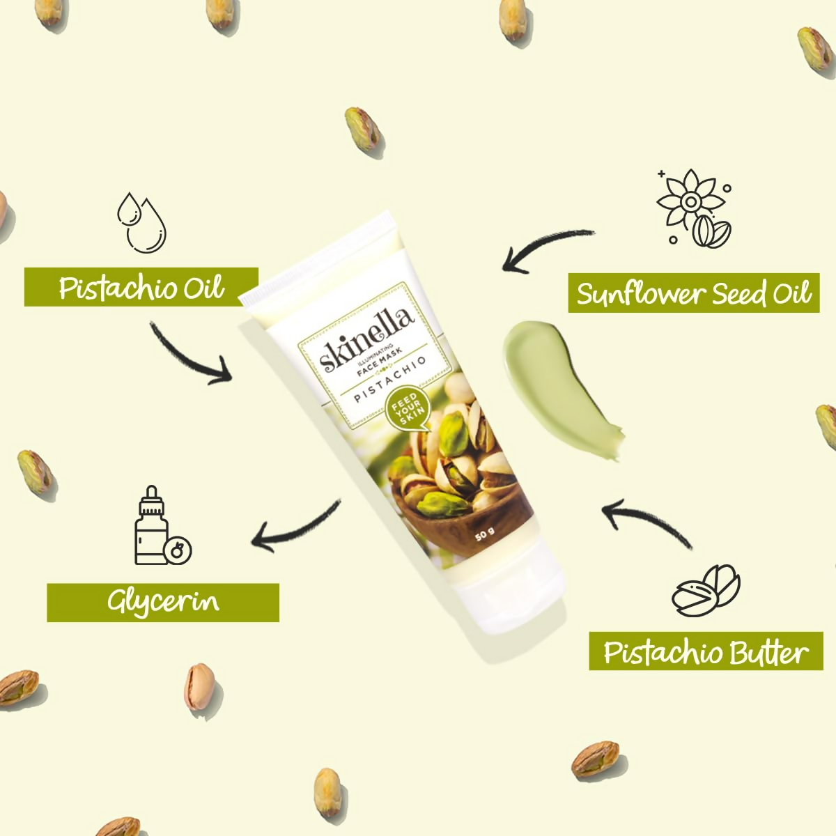 Skinella Illuminating Face Mask Pistachio