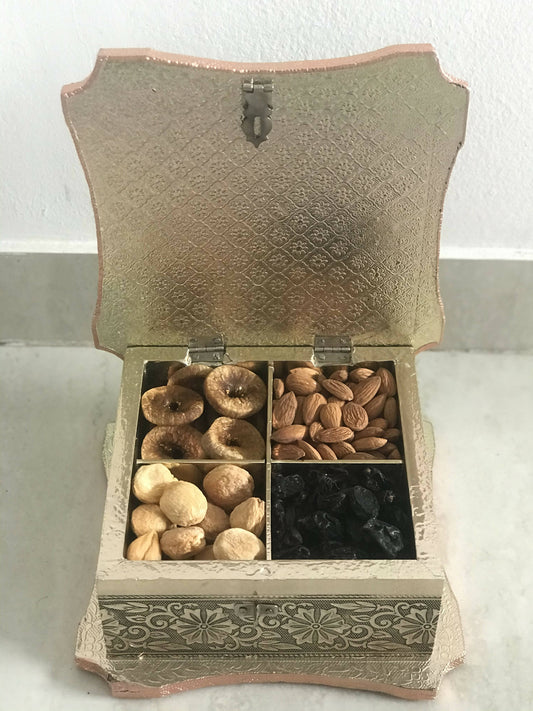 Buy SK Mithaii | Assorted Meenakari Design Dry Fruit Box | Almonds | Apricots | Figs | Black Resins from DrMediCart, Ship from India to USA