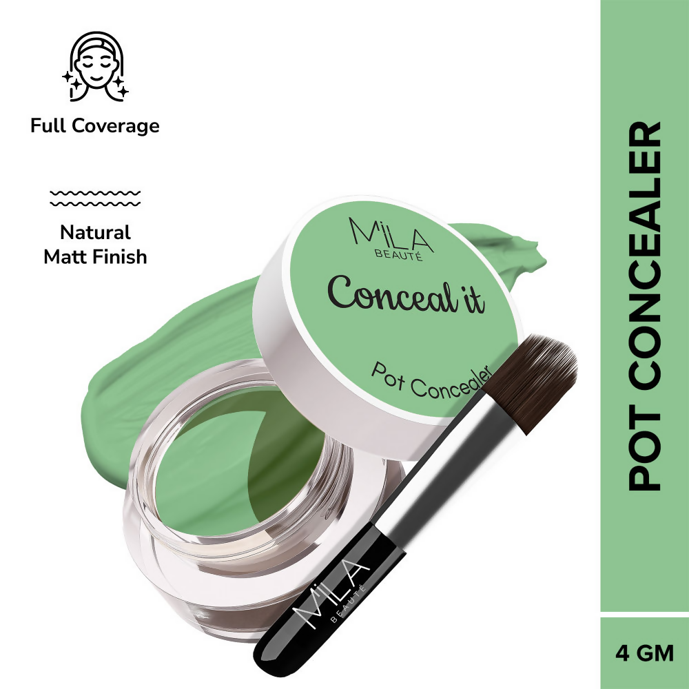 Mila Beaute Conceal It Pot Concealer Creamy Matte Finish with SPF 15 - Green Corrector