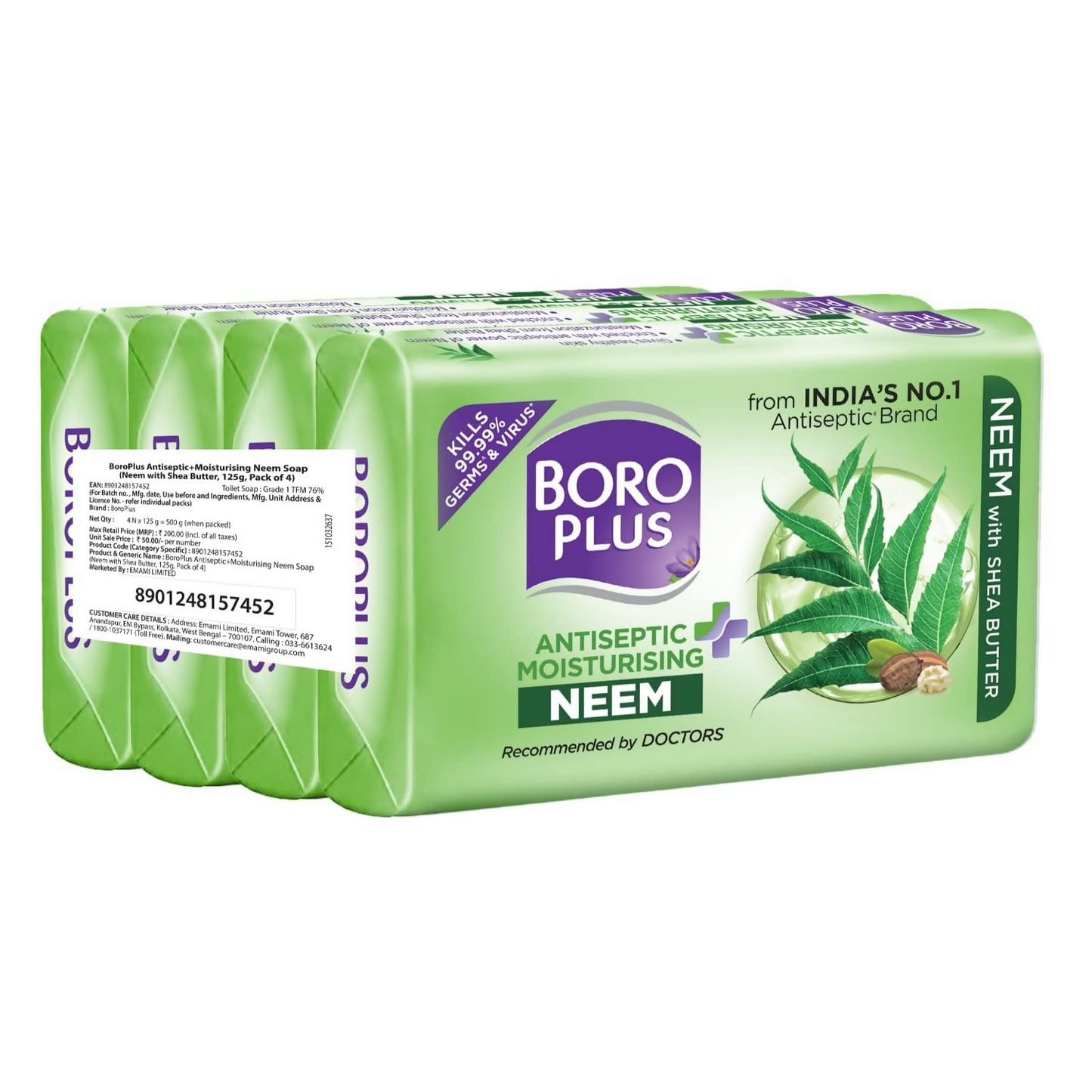 BoroPlus Antiseptic And Moisturising Bathing Neem Soap With Neem, Tea Tree, Aloe Vera & Shea Butter