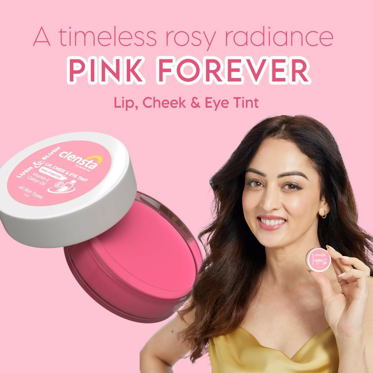 Buy Clensta Lip Cheek Tint - Pink Forever, with Goodness of Vitamin E & Castor Oil from DrMediCart, Ship from India to USA