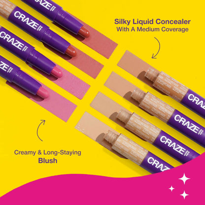 Swiss Beauty Craze Twosome Face Stick 2-In-1 Beauty Wand Concealer and Blush - 4 Deep - Pink