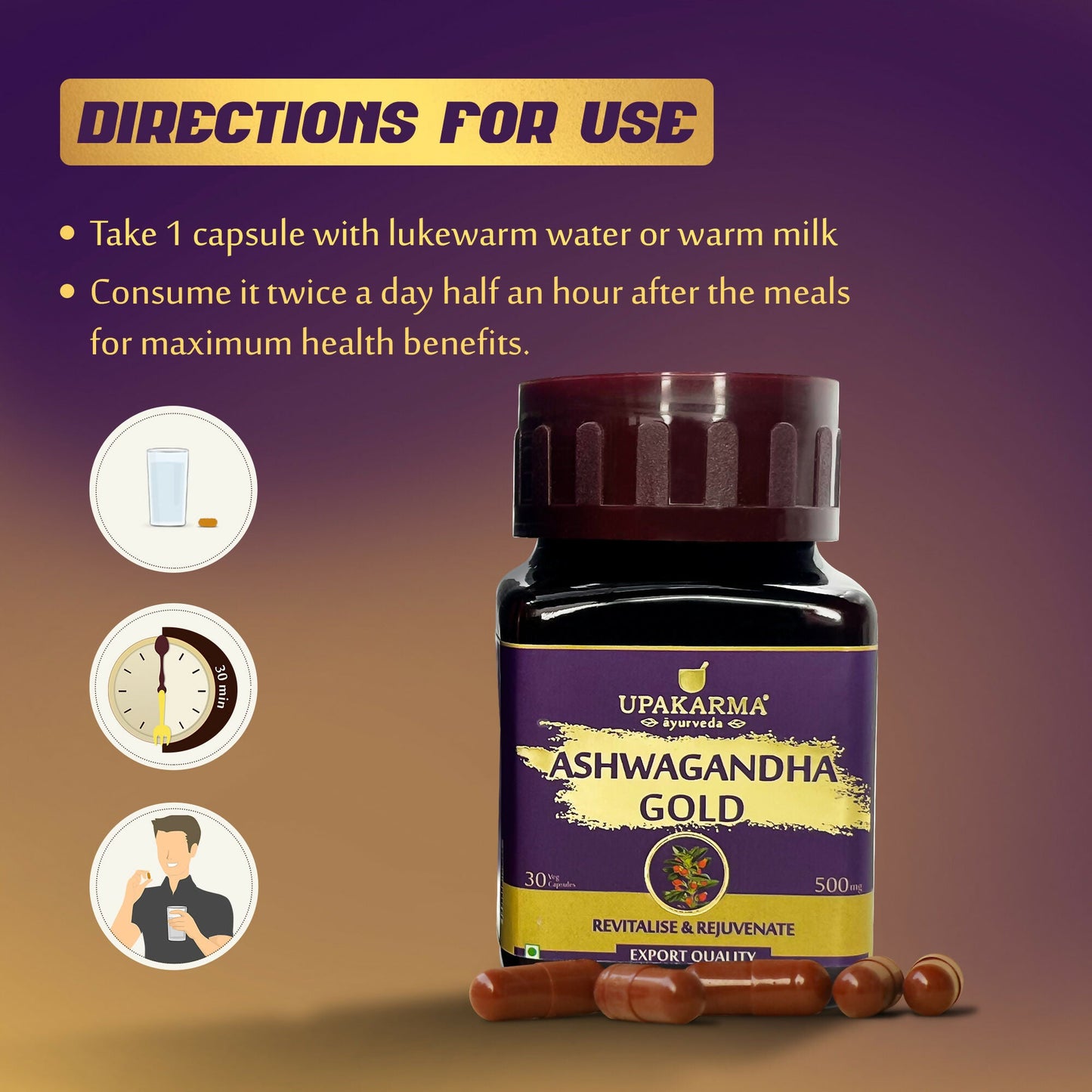 Upakarma Ayurveda Ashwagandha Gold Capsules