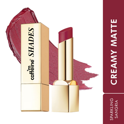 mCaffeine Shades Creamy Matte Kiss Bullet Lipstick Moisturizing Lightweight - Sparkling Sangria