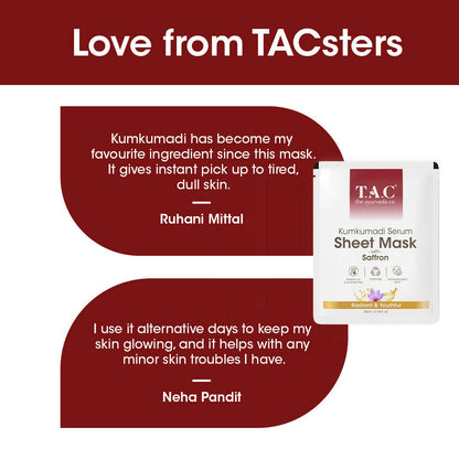 TAC - The Ayurveda Co. Kumkumadi Serum Sheet Mask | with Saffron | for Nourished & Moisturized Skin - DrMediCart