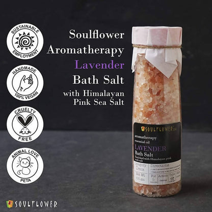 Soulflower Aromatherapy Essential Oil Lavender Bath Salt Enriched With Himalayan Pink Rock Salt - DrMediCart