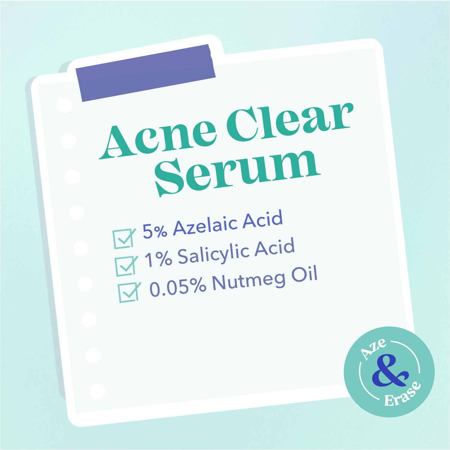 Blue Heaven Acne Clear Serum with 5% Azelaic Acid +1% Salicylic Acid + 0.5% Nutmeg Oil