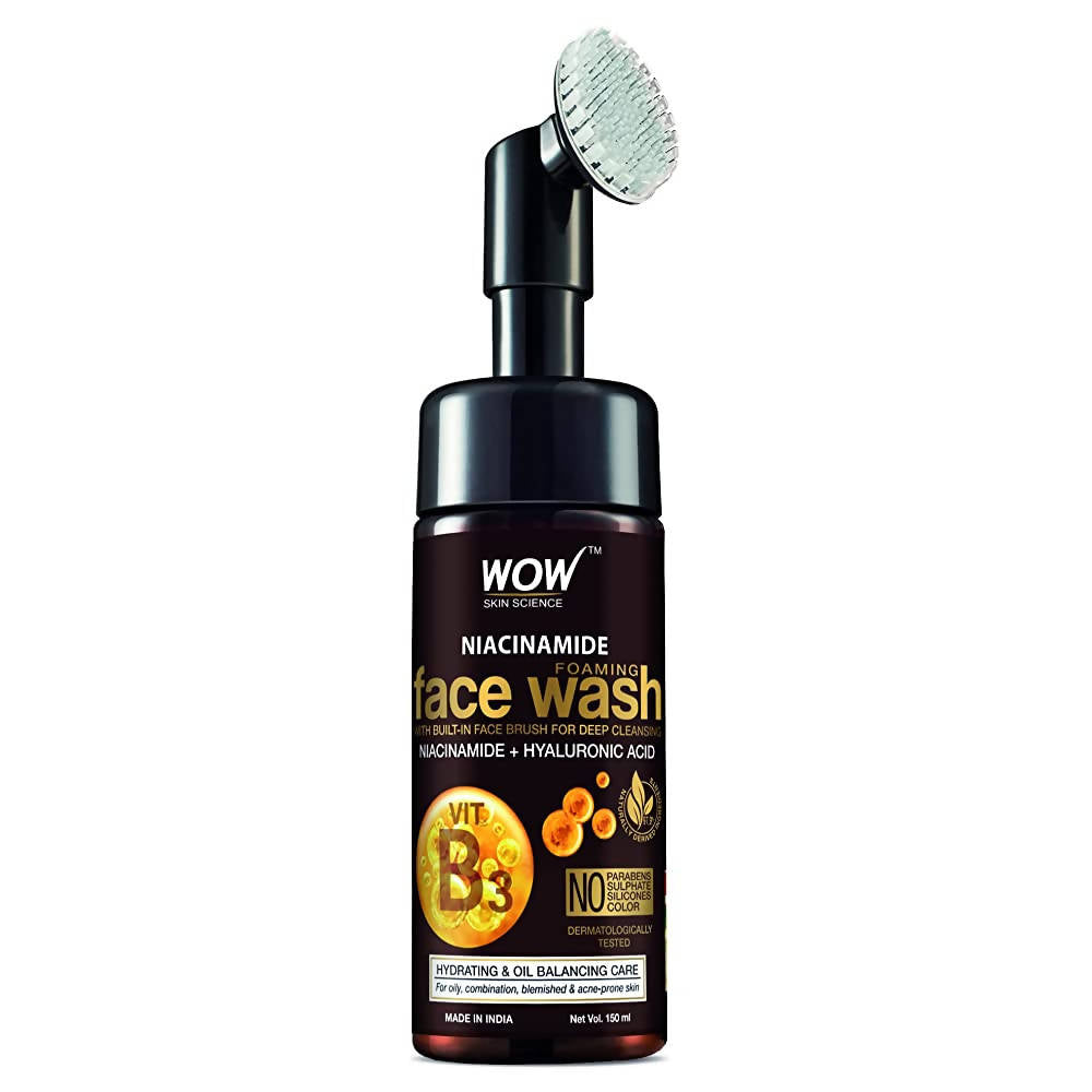 Wow Skin Science Niacinamide Foaming Face Wash With Built-In Brush - DrMediCart