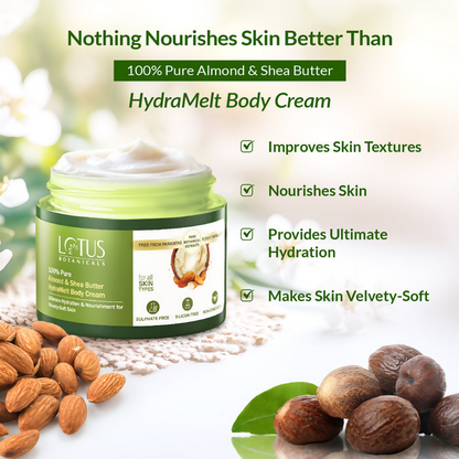 Lotus Botanicals 100% Pure Almond & Shea Butter HydraMelt Body Cream