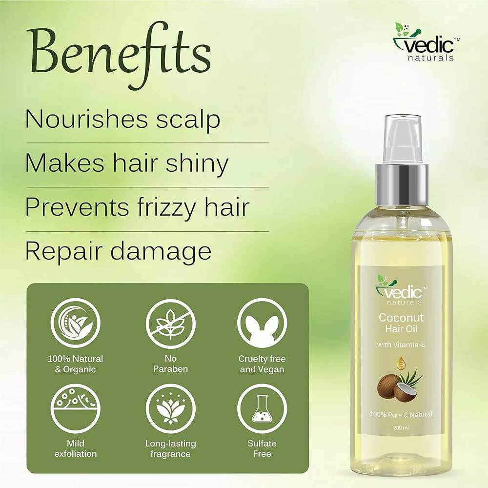 Vedic Naturals Virgin Coconut Hair Oil With Vitamin-E - Drmedicart