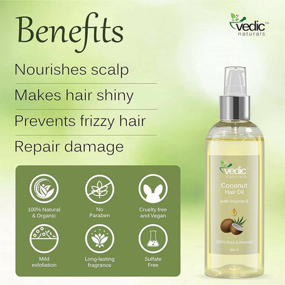 Vedic Naturals Virgin Coconut Hair Oil With Vitamin-E - Drmedicart