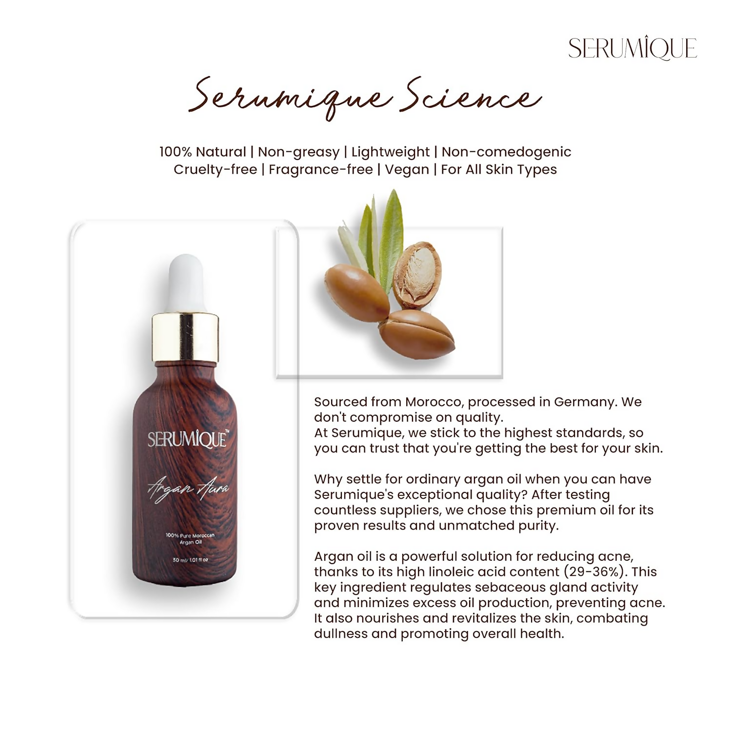 Serumique 100% Pure Moroccan Argan Face Oil