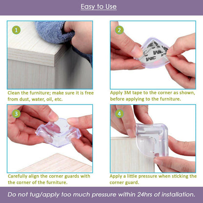 Safe-O-Kid Corner Guards/Cushions/Bumpers/Protector For Child Safety & Babyproofing, Smiley-Shaped, Transparent