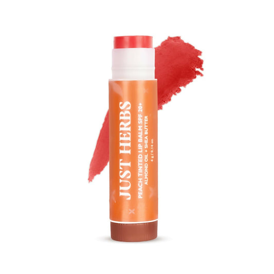 Just Herbs Peach Tinted Lip Balm with SPF 20+ for Dark Lips to Lighten