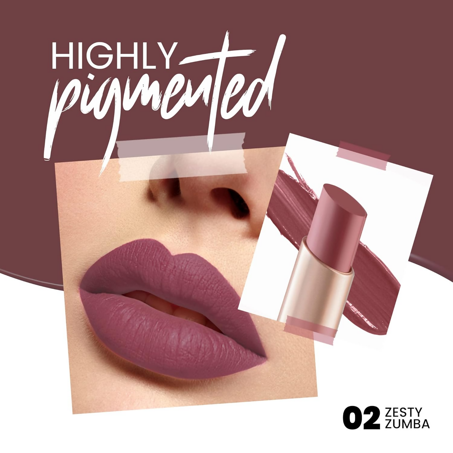MARS Cosmetics Creamy Matte Long Lasting Lipstick - 02 Zesty Zumba