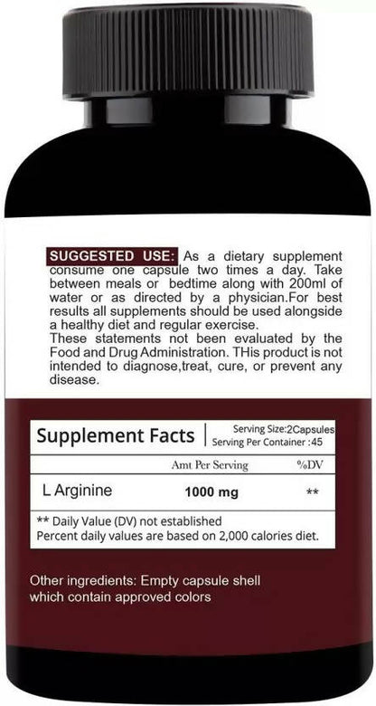 Nutracology L Arginine 1000mg Nitric Oxider Booster For Muscle Gain & Strength Capsules