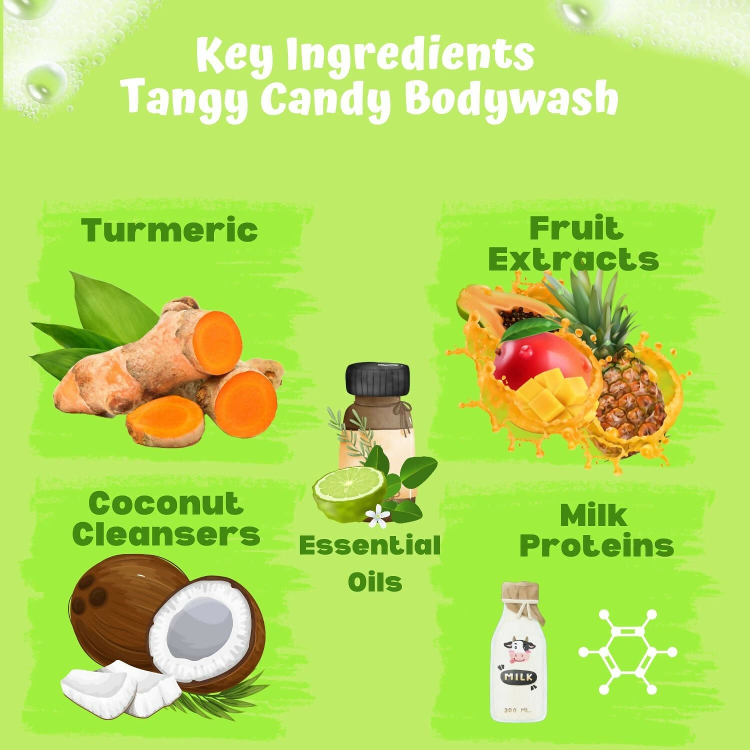 Puddles Organic Tangy Candy Body Wash For Kids, Turmeric, Milk Protein, Citrus Essential Oils