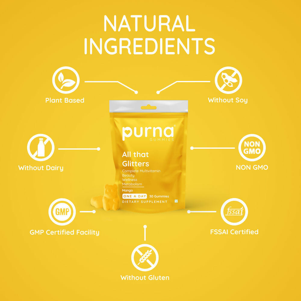 Purna Gummies Multivitamin Mango Gummies with Vitamins & Minerals
