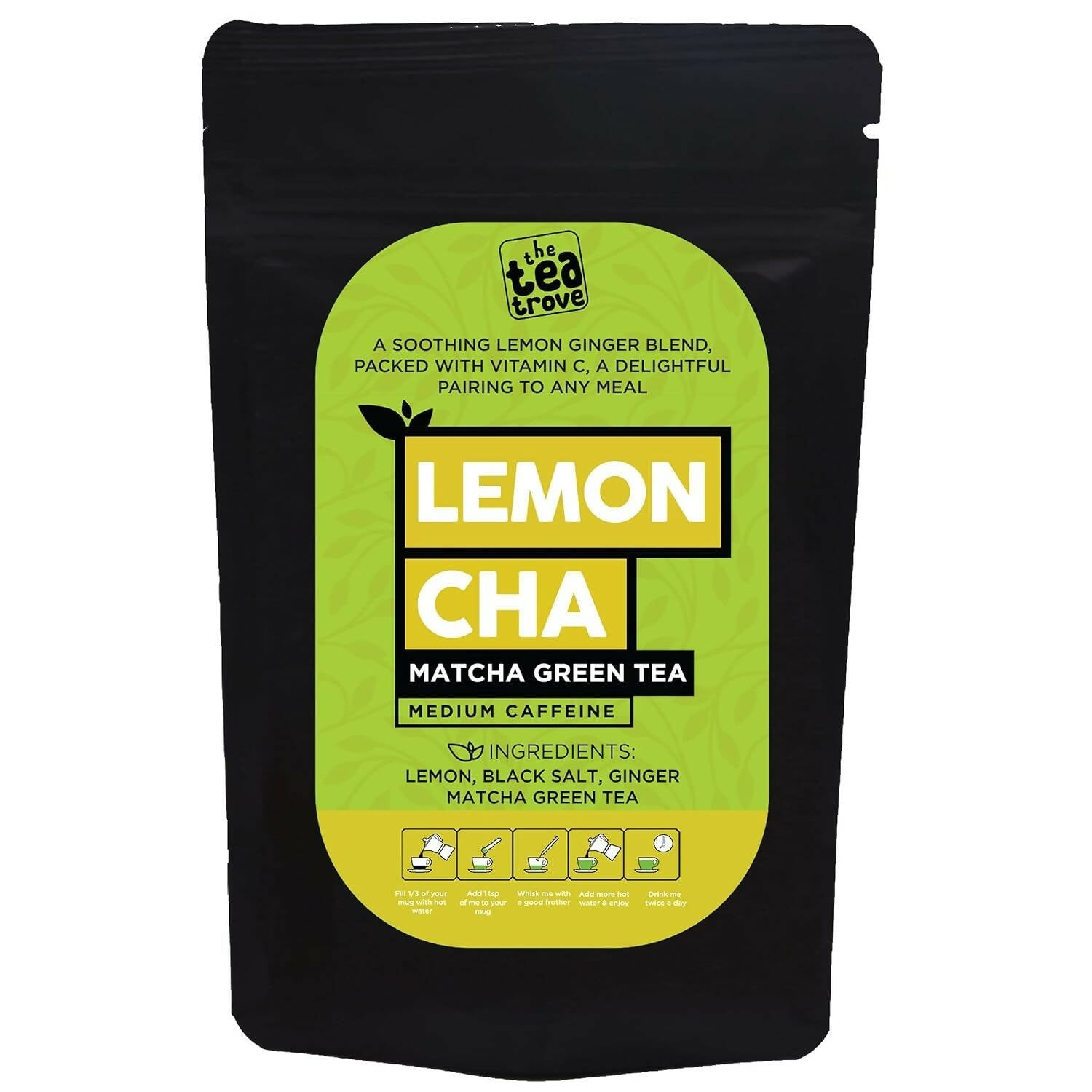 Buy The Tea Trove Matcha Green Tea Powder - Lemon, Ginger, Matcha tea with Black Rock Salt from DrMediCart