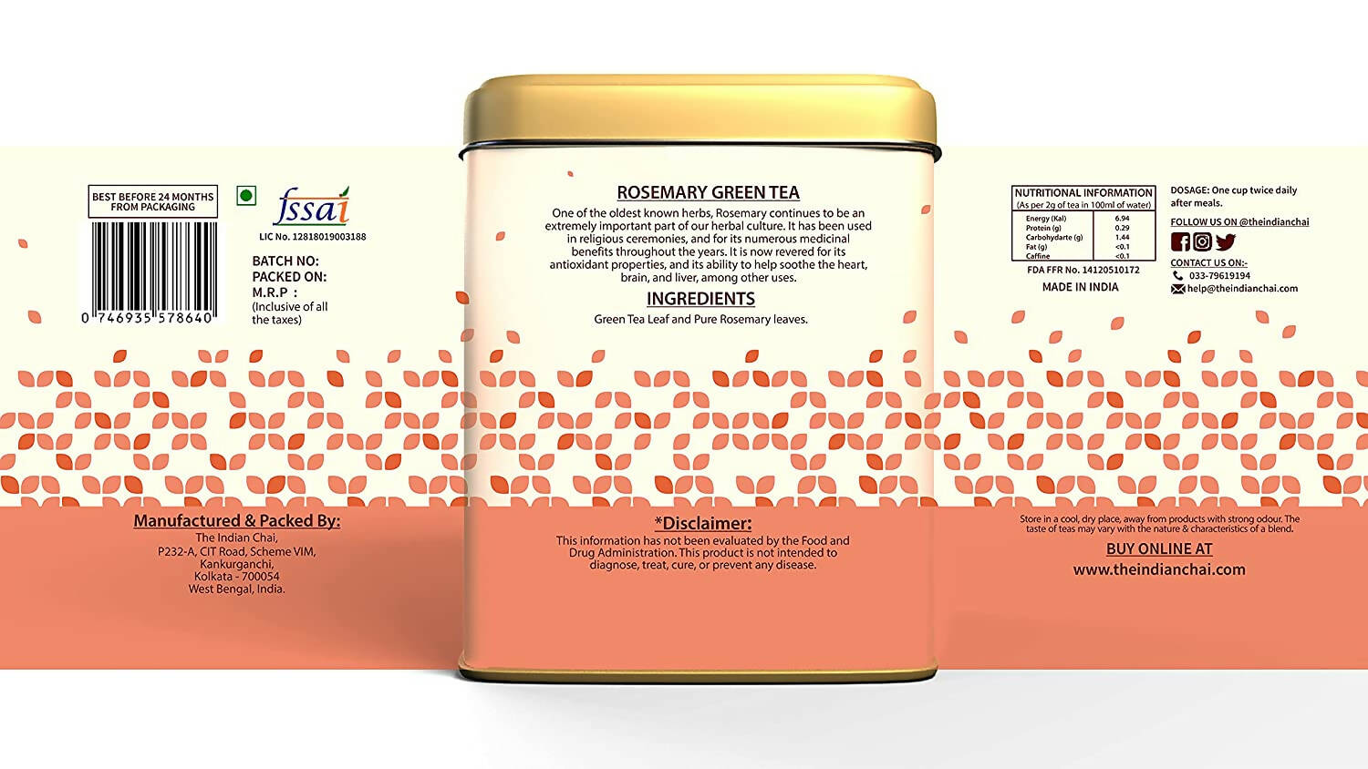 The Indian Chai - Rosemary Green Tea - Drmedicart
