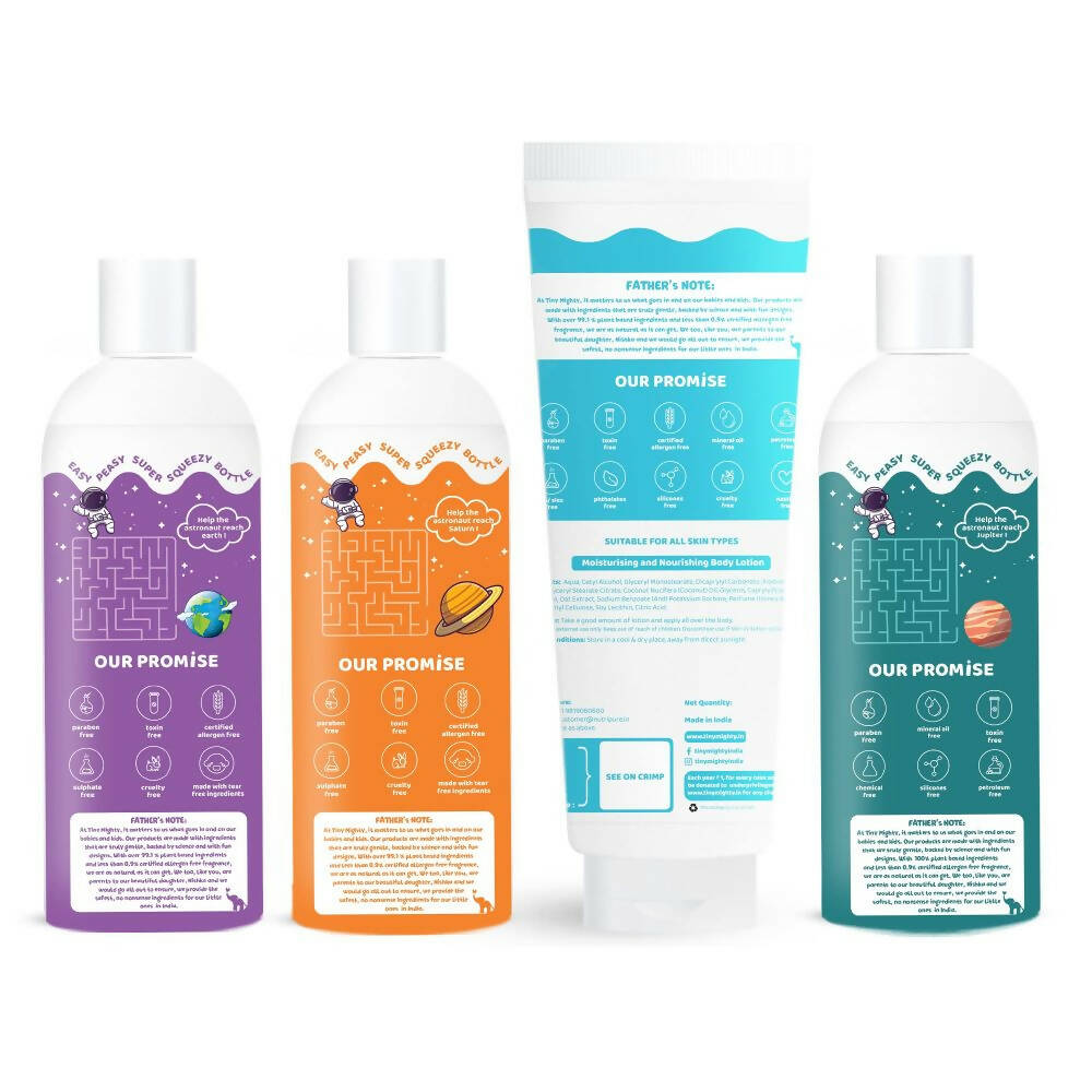 Tiny Mighty Plant Based And Natural Kids Shampoo, Body Lotion, Body Wash & Hair Oil Combo - Drmedicart