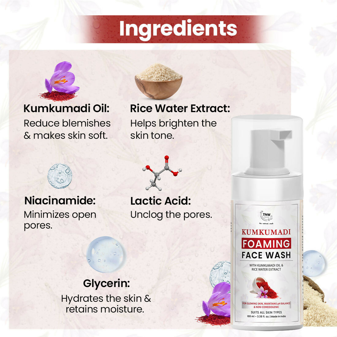 The Natural Wash Oil-Controlling Kumkumadi Foaming Face Wash
