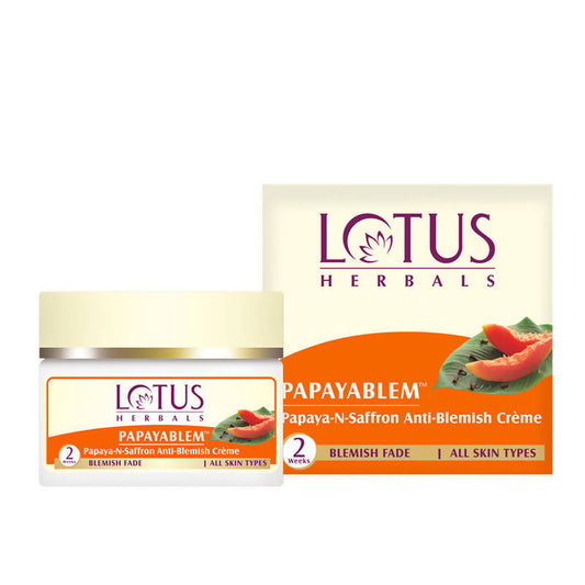 Buy Lotus Herbals Papayablem Papaya-N-Saffron Anti-Blemish Creme from DrMediCart, Ship from India to USA