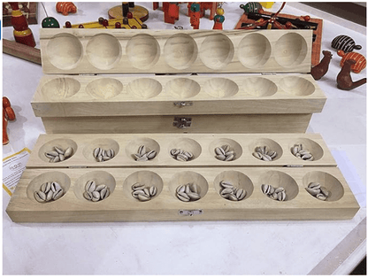 Simple Days Pallanguzhi/Ali Guli Mane/Vamana Guntalu/Mancala Wooden Board Game With 80 Cowrie Shells - 14 Pit, Kid - Drmedicart