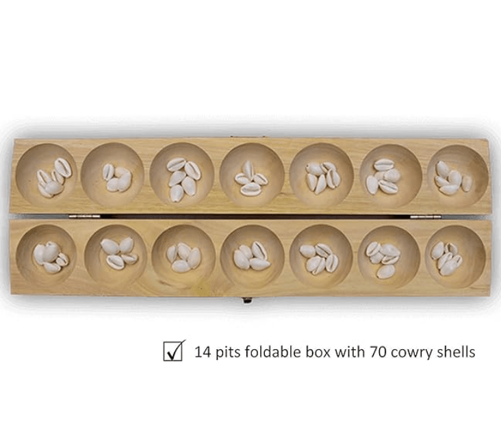 Simple Days Pallanguzhi/Ali Guli Mane/Vamana Guntalu/Mancala Wooden Board Game With 80 Cowrie Shells - 14 Pit, Kid - Drmedicart