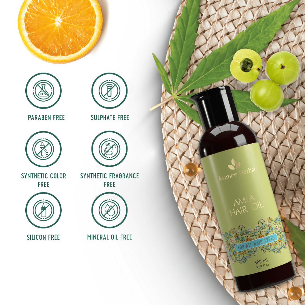 Avimee Herbal Amla Hair Oil For Grey Hair & Dandruff With Vitamin E and Amla Seed Oil