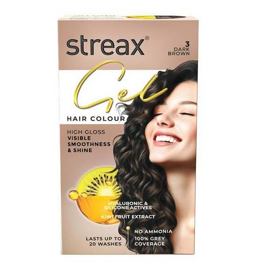 Streax Gel No Ammonia 100% Grey Coverage Hair Color - Dark Brown 3