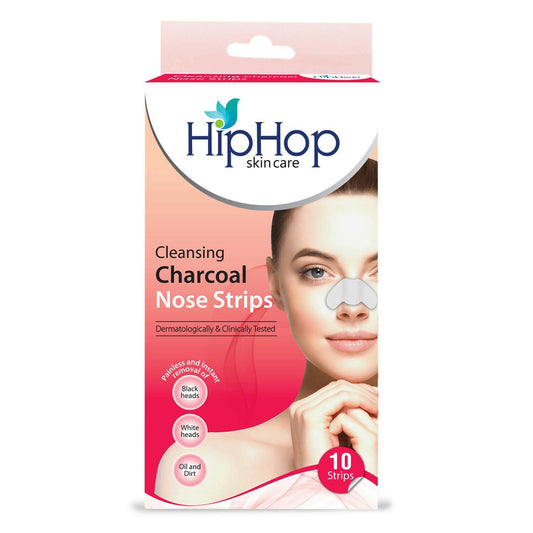 HipHop Skin Care Cleansing Charcoal Nose Strips For Blackheads, Whiteheads Remover, Pore Cleanser, with Natural Extracts