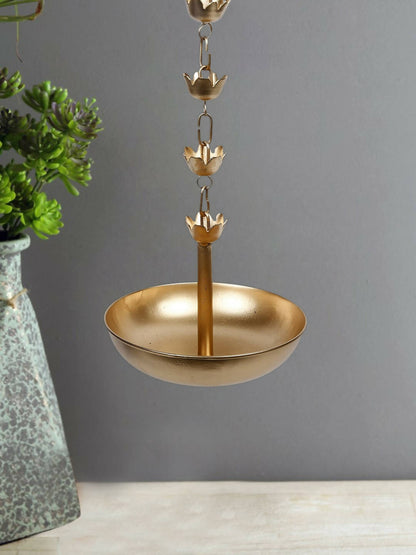Buy CraftVatika Gold-Toned Hanging Urli Bowl Showpiece
