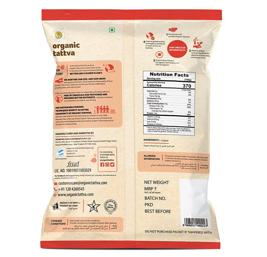 Organic Tattva Whole Wheat Flour (Chakki Atta)
