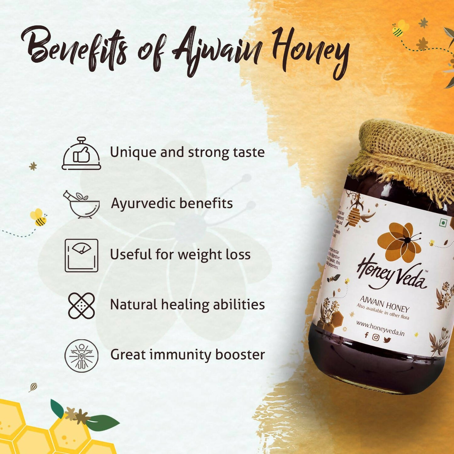 HoneyVeda Premium Raw Ajwain Honey
