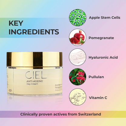 Ciel Anti-Ageing Day Cream For Glowing Skin Moisturizer With Vitamin C & Hyaluronic Acid