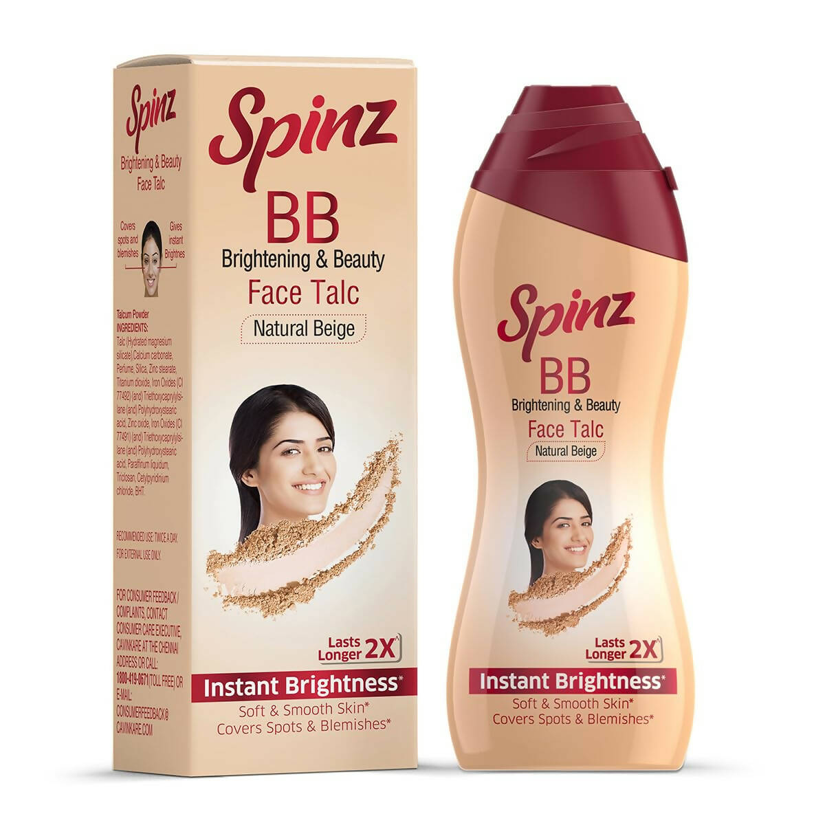 Spinz BB Brightening & Beauty Face Talc - Natural Beige
