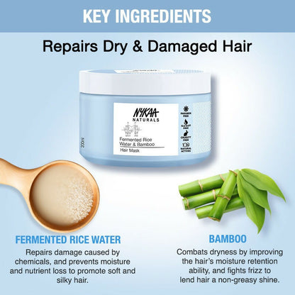 Nykaa Naturals Anti-Frizz Sulphate-Free Hair Mask With Fermented Rice Water & Bamboo - Drmedicart