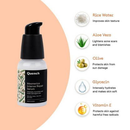 Quench Rice Water Intense Repair Serum With Niacinamide For Dewy & Even Skin Tone