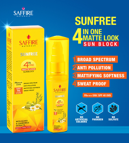 Saffire Naturals 4-In-One SunFree Matte Look SunBlock SPF 40