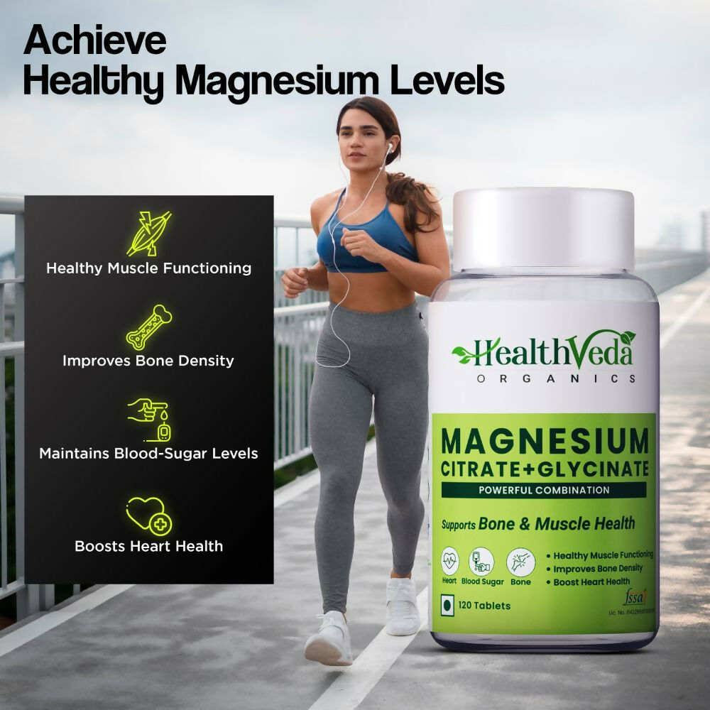 Health Veda Organics Magnesium Citrate+Glycinate Tablets