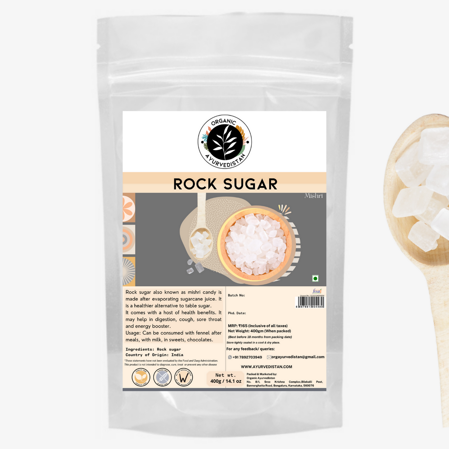 Buy Organic Ayurve USA, Australia, Canada n Rock Sugar (Mishri) from DrMediCart, Ship from India to USA