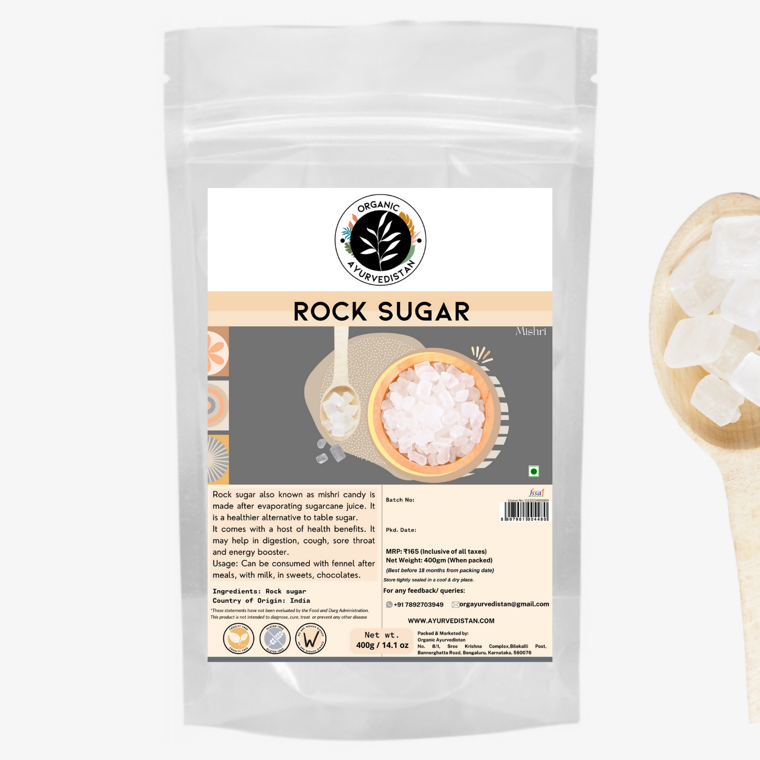 Buy Organic Ayurve USA, Australia, Canada n Rock Sugar (Mishri) from DrMediCart, Ship from India to USA