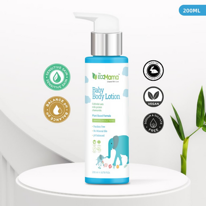 The Eco Mama Moisturizing Baby Body Lotion with Colloidal Oats, Milk Protein & Chamomile Oil