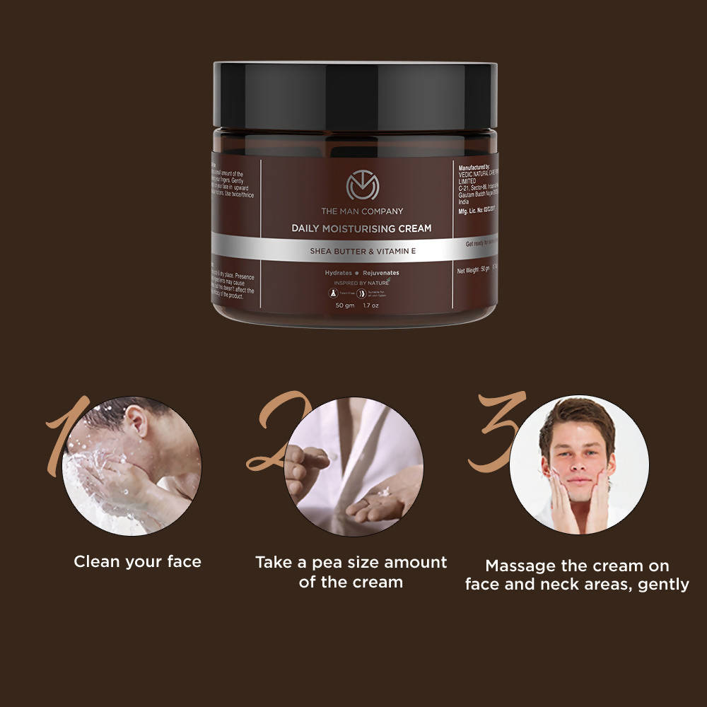 The Man Company Daily Moisturizing Face Cream with Shea Butter, Vitamin E & Coco Butter