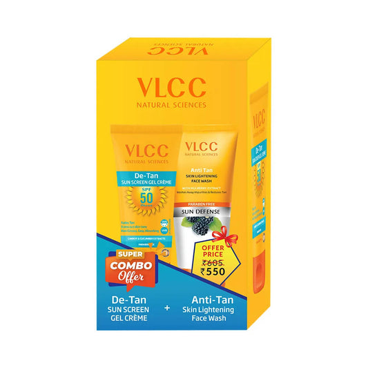 Buy VLCC Anti Tan Face Wash & De Tan SPF 50 Sun Screen Gel Creme Combo from DrMediCart, Ship from India to USA