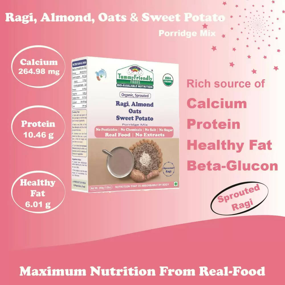 TummyFriendly Foods Organic Certified Stage3 Sprouted Porridge Mixes Combo- Brown Rice, Multi-Grain, Sprouted Ragi, and Sathu Maavu - Drmedicart