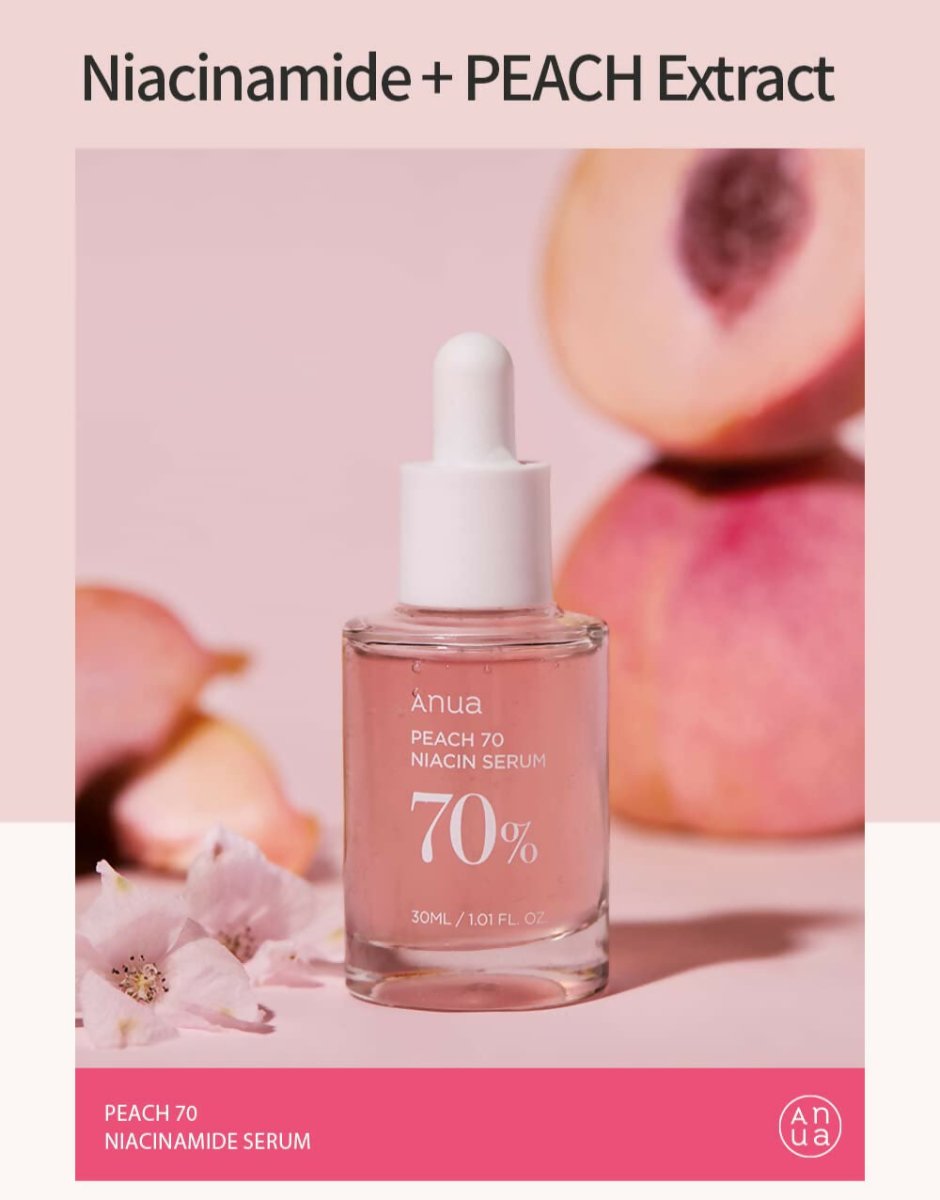 Anua Peach 70% Niacinamide Serum Brightening Hydrating Face Serum, Reducing Melanine Daily Clean Beauty - Korean Skincare
