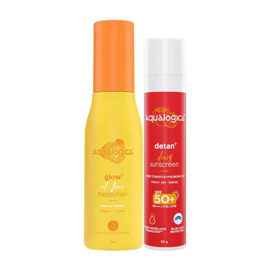 Aqualogica Glow Oil Free Moisturizer + Detan Sunscreen Combo - Limited Time Offer