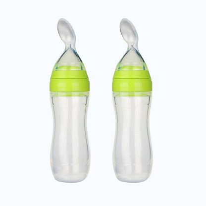 Buy Safe-O-Kid Easy Set of 2 Squeezy Silicone Food Feeder Spoon (Soft Tip) Bottle- Green- 90mL from DrMediCart, Ship from India to USA
